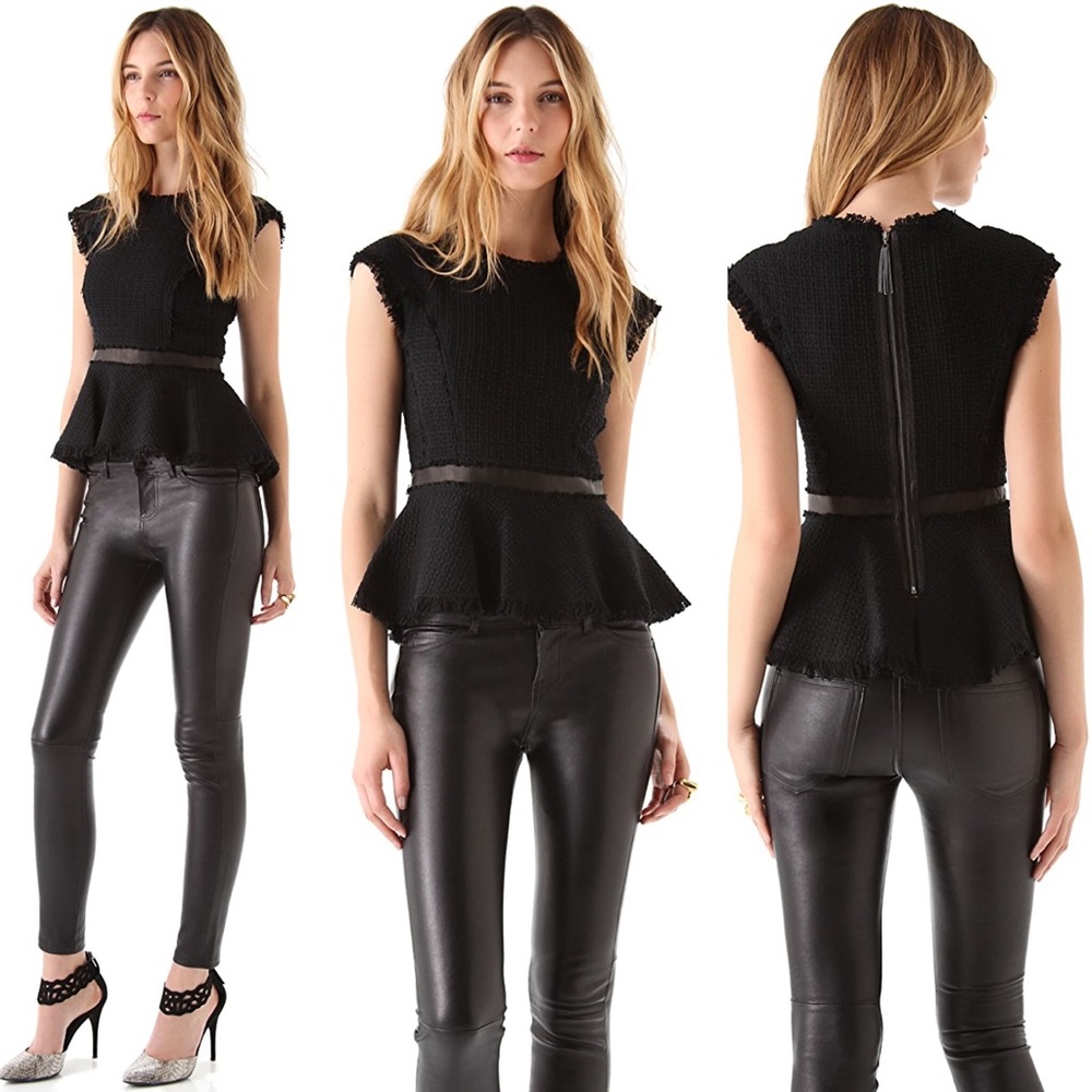 Rebecca Taylor Tweed Peplum Top - Picture 4 of 7